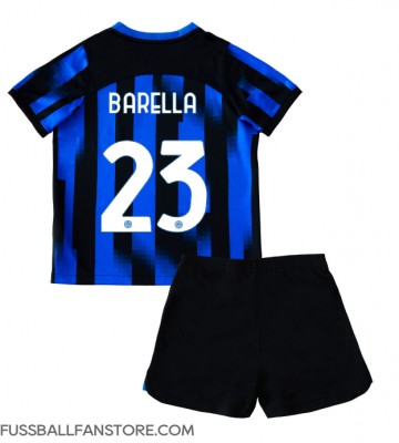 Inter Milan Nicolo Barella #23 Replik Heimtrikot Kinder 2023-24 Kurzarm (+ Kurze Hosen)
